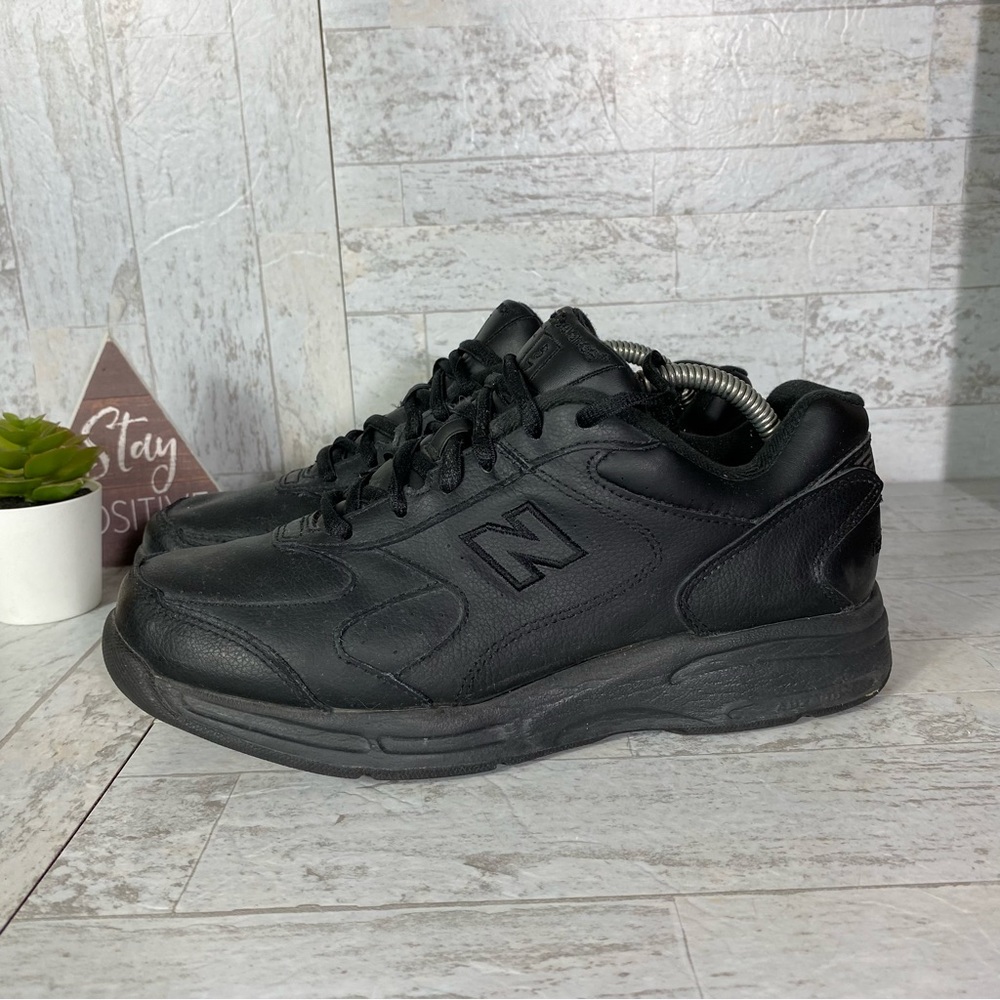 New Balance 575 Black Leather Walking Shoes Men Size 7.5 (2E) Sneakers MW575BK